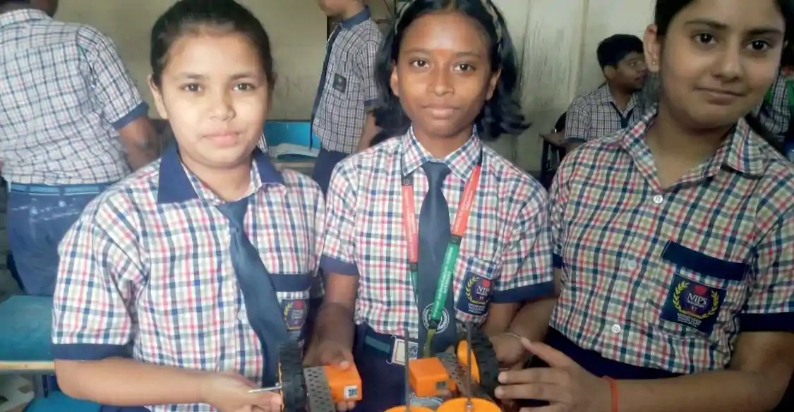 Students in robotics class
