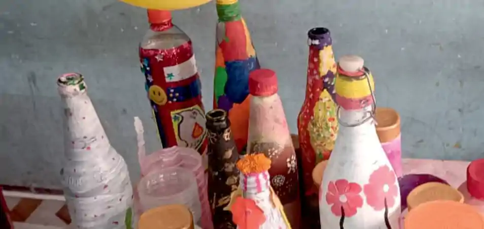 Decorated painted bottles